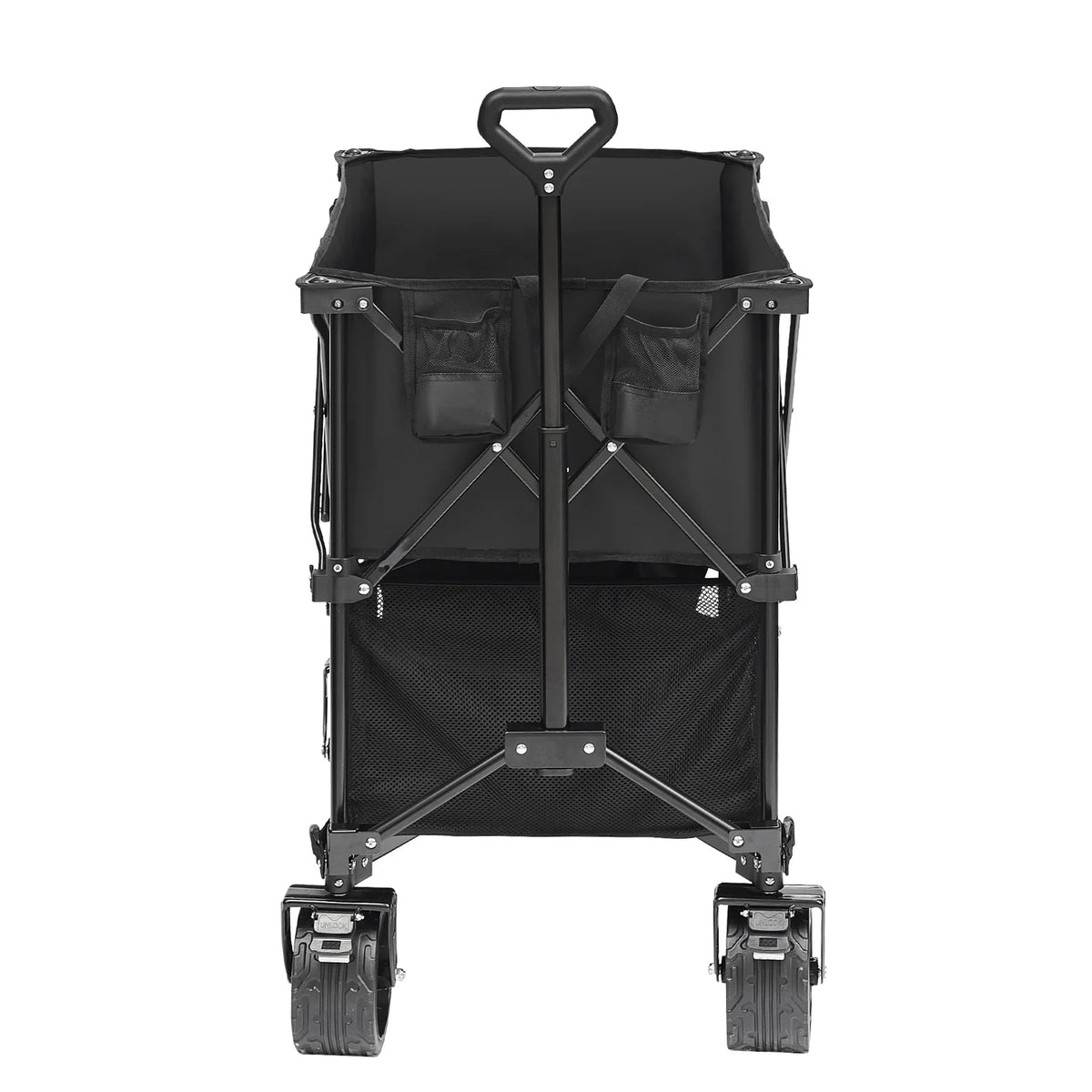 VEVOR Foldable Double Decker Wagon, 400L Collapsible Wagon Cart with All-Terrain Wheels,Heavy Duty Folding Wagon Cart 350-450 lbs Weight Capacity for Camping,Shopping,Garden,52" Extra Long Extender