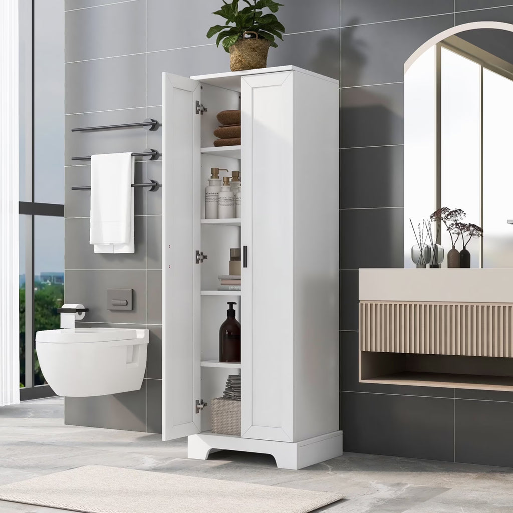 22'' Double Door Storage Cabinet with Adjustable Shelves, High Quality Bathroom Cabinet with  MDF Material, for Living room, Bathroom, Black