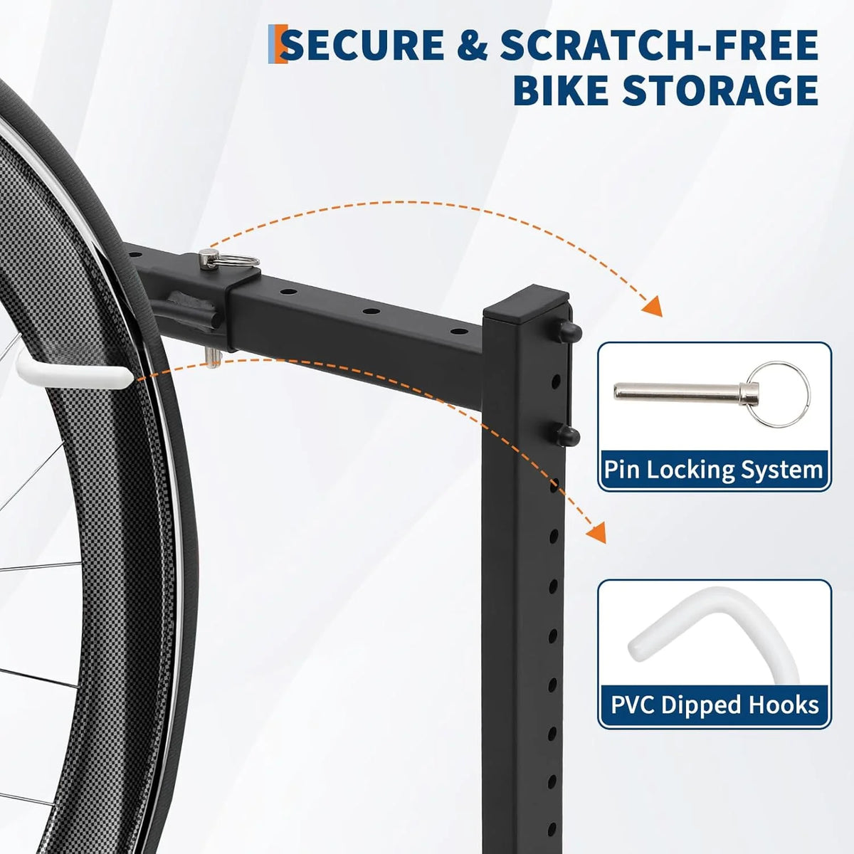 Floor Bike Rack Garage Free Standing with 5 Hooks,Vertical Bike Stand Bicycle Storage,Bike Hangers for Garage Indoor Use for 5 Bicycles, Metal Floor Mount,Up to 300lbs,46in W,Adjustable Height