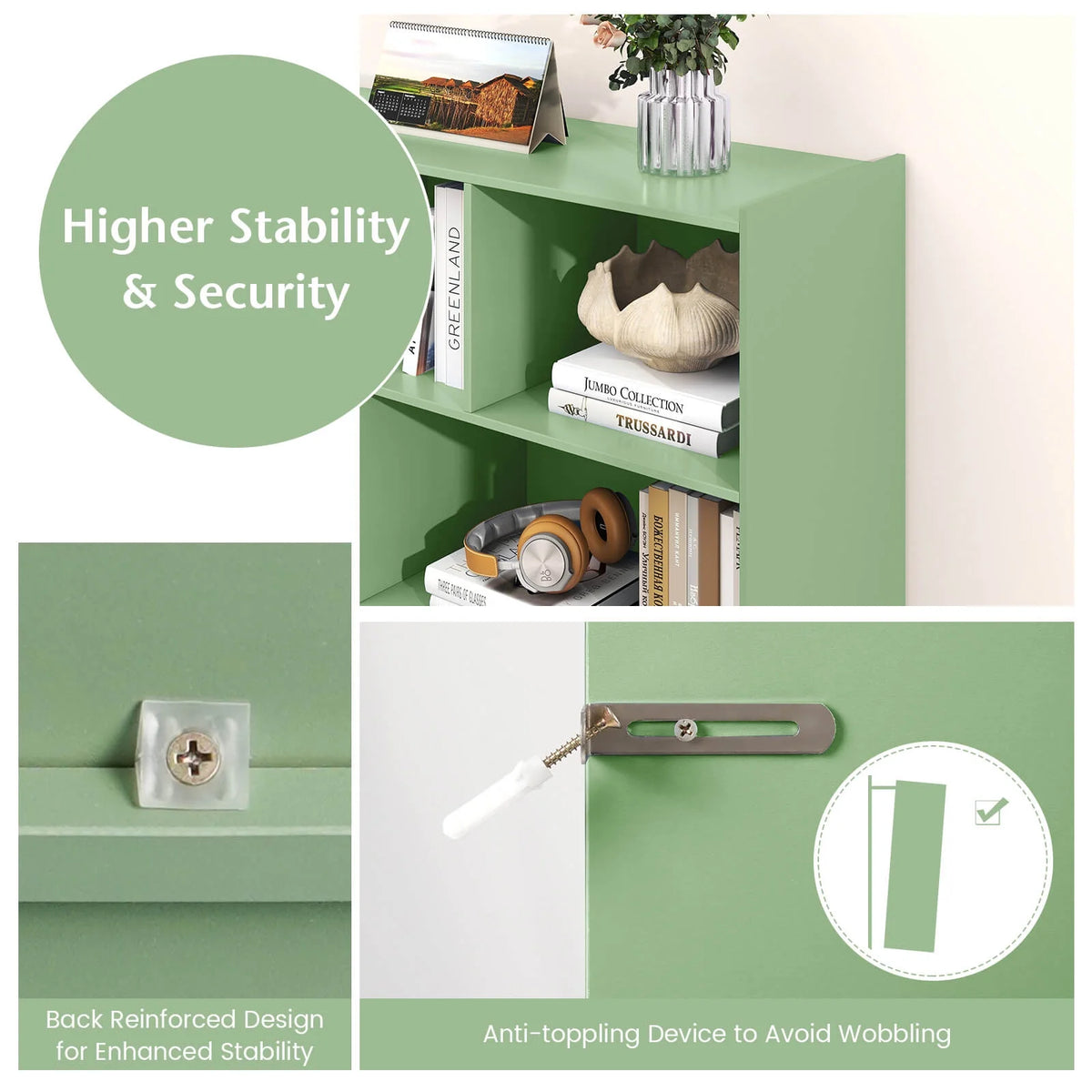 Costway 3-tier Open Bookcase 8-Cube Floor Standing Storage Shelves Display Cabinet White