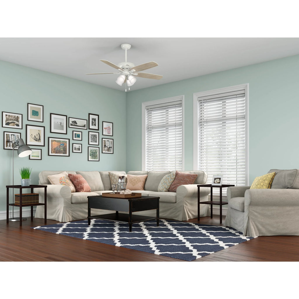 Hunter - Amberlin Indoor Ceiling Fan With Light, 52-inch, Brushed Nickel, Casual-style, 3-speed WhisperWind Motor, 53216, for Living Rooms, Bedrooms