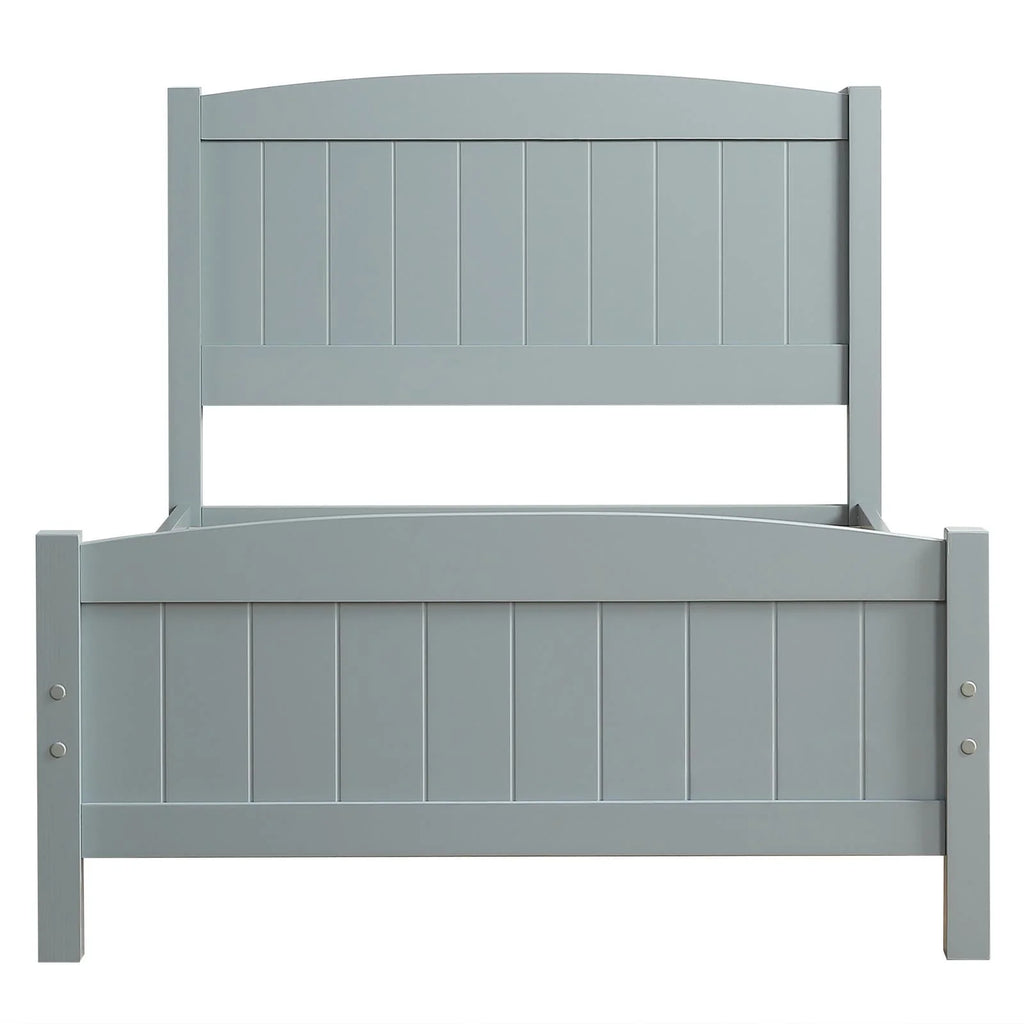 Zimtown Queen Bed Frame,Solid Pine Wood Kids Twin Platform Bed Frame, Bedroom Queen Bed with Headboard for Adults, Gray