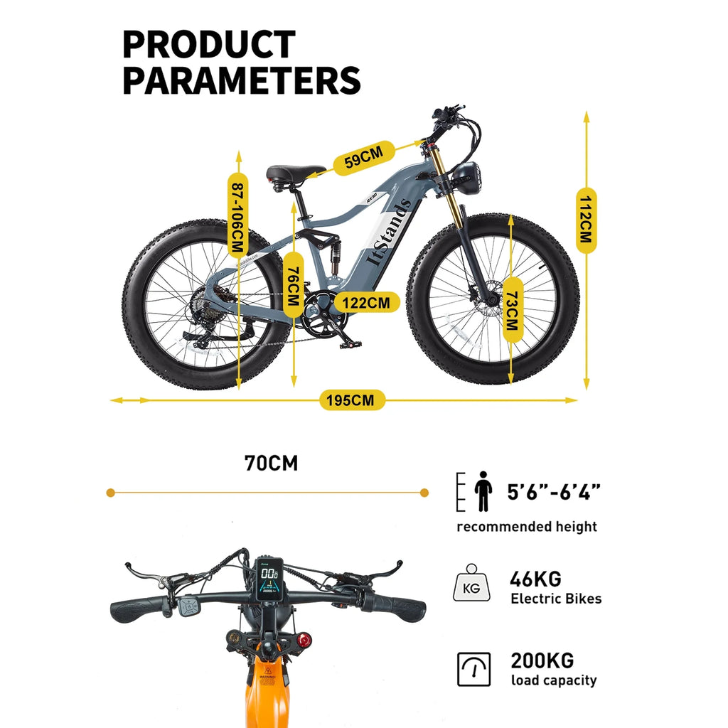 Dual Motors AWD 2000W Electric Bike for Adult 26'', UL2849 48V 30AH Removable Battery E-mountain bike 4.0 Fat Tire up to 35MPH&120Miles Long Range Off-road Ebike Beach Dual Hydraulic&Brakes E-Bicycle
