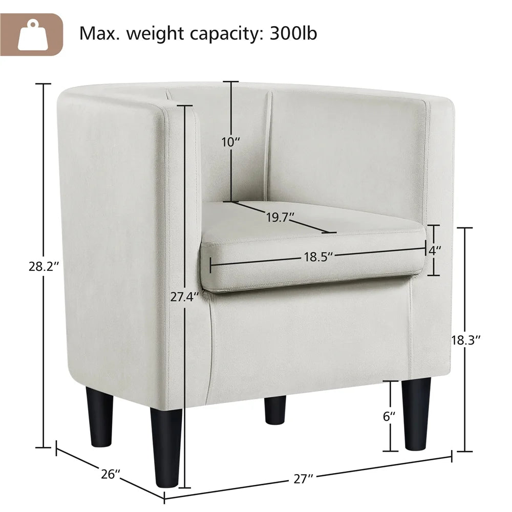 Yaheetech Upholstered Barrel-shaped Accent Chair for Living Room, Beige