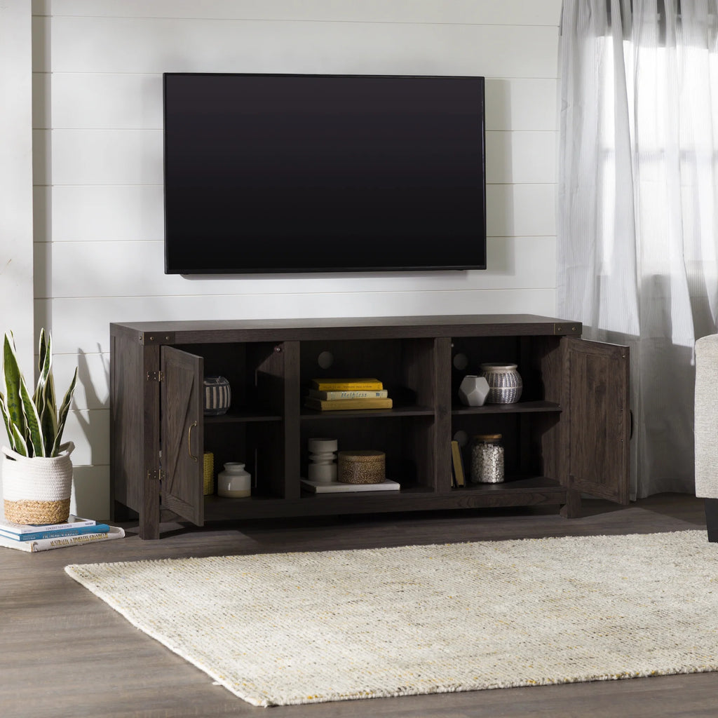 Walker Edison Modern Farmhouse Barn Door TV Stand for TVs up to 65", Grey Wash