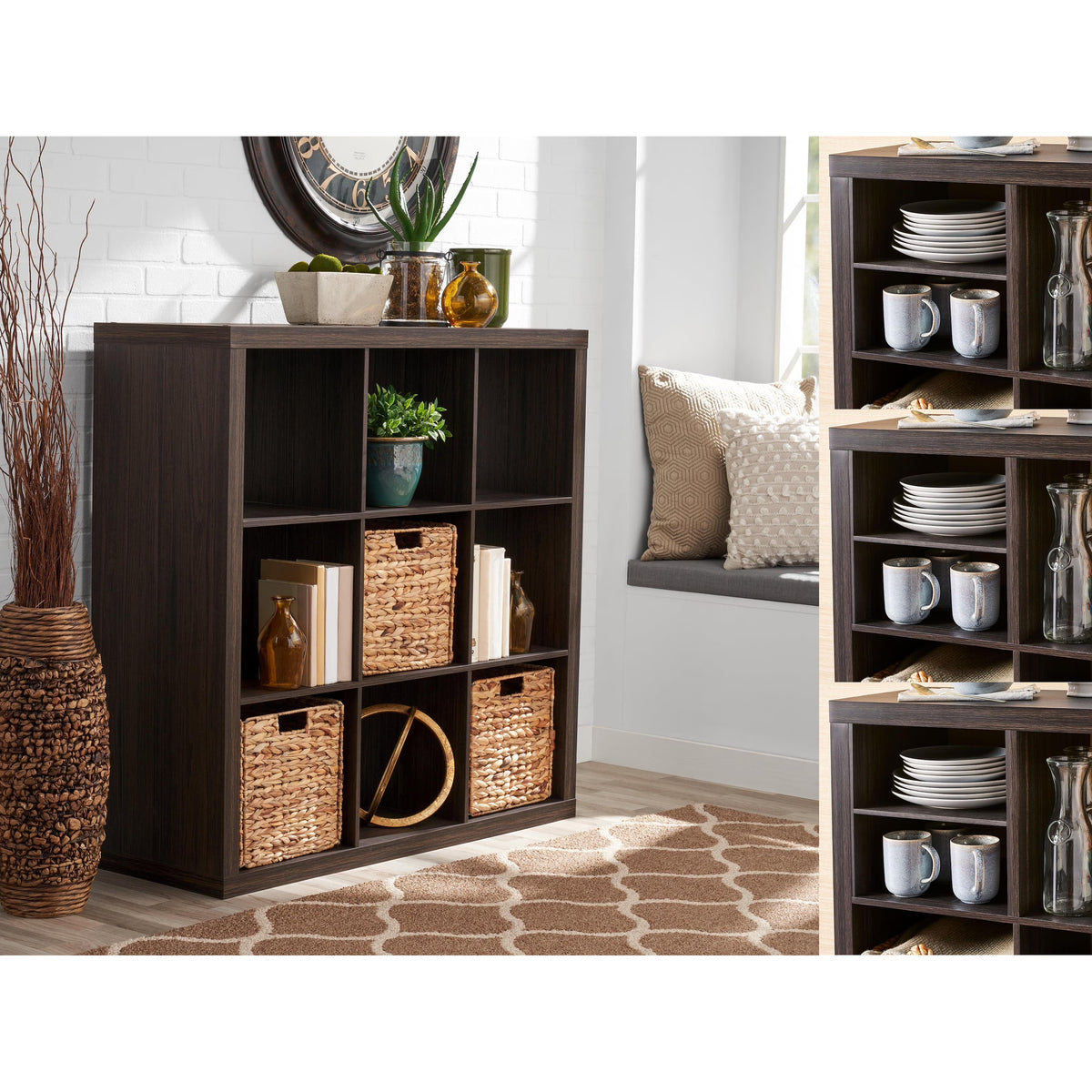 Better Homes & Gardens 9 Cube and 3 Better Homes & Gardens Quad Inserts Bundle-Tobacco Oak