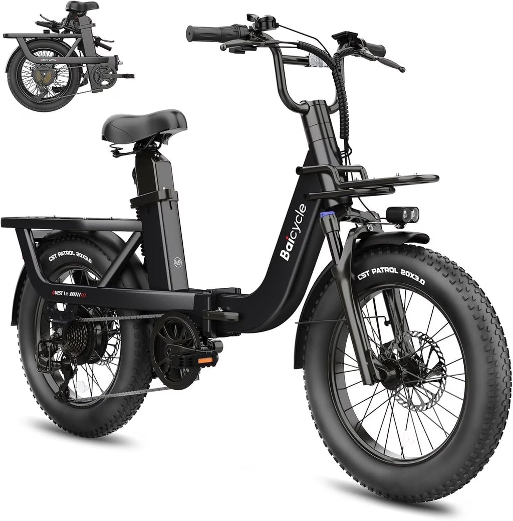 Electric Bike for Adults with 1500W Peak Motor,80Miles Max Range,7 Speed Gear,750WH Detachable Battery,Folding Ebike with 20'' Fat Tire��Full Suspension UL Certificated Bicycle