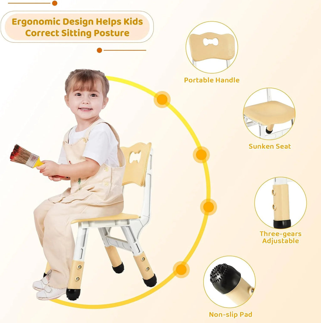 Arlopu Toddler Table and Chair Set Height Adjustable, Kids Activity Table for Reading, Drawing, Eating, Studying, Max 220lbs