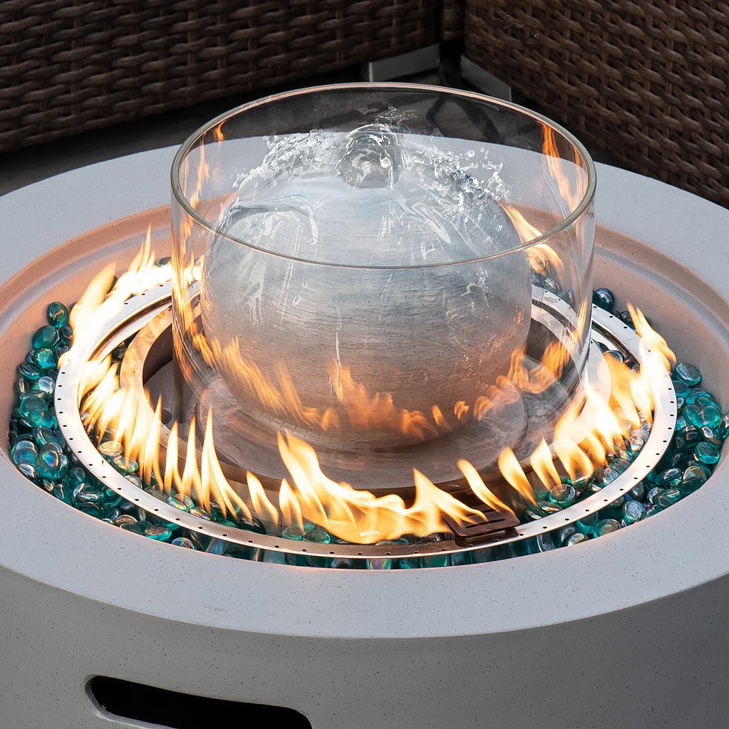 COSIEST 29.3-inch 50,000 BTU Outdoor Propane Fountain Round Fire Pit Table