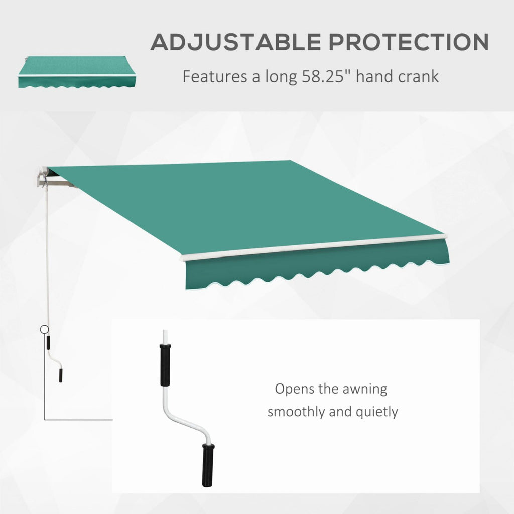 Retractable Awning, Patio Awnings, Sunshade Shelter w/ Manual Crank Handle On-Site