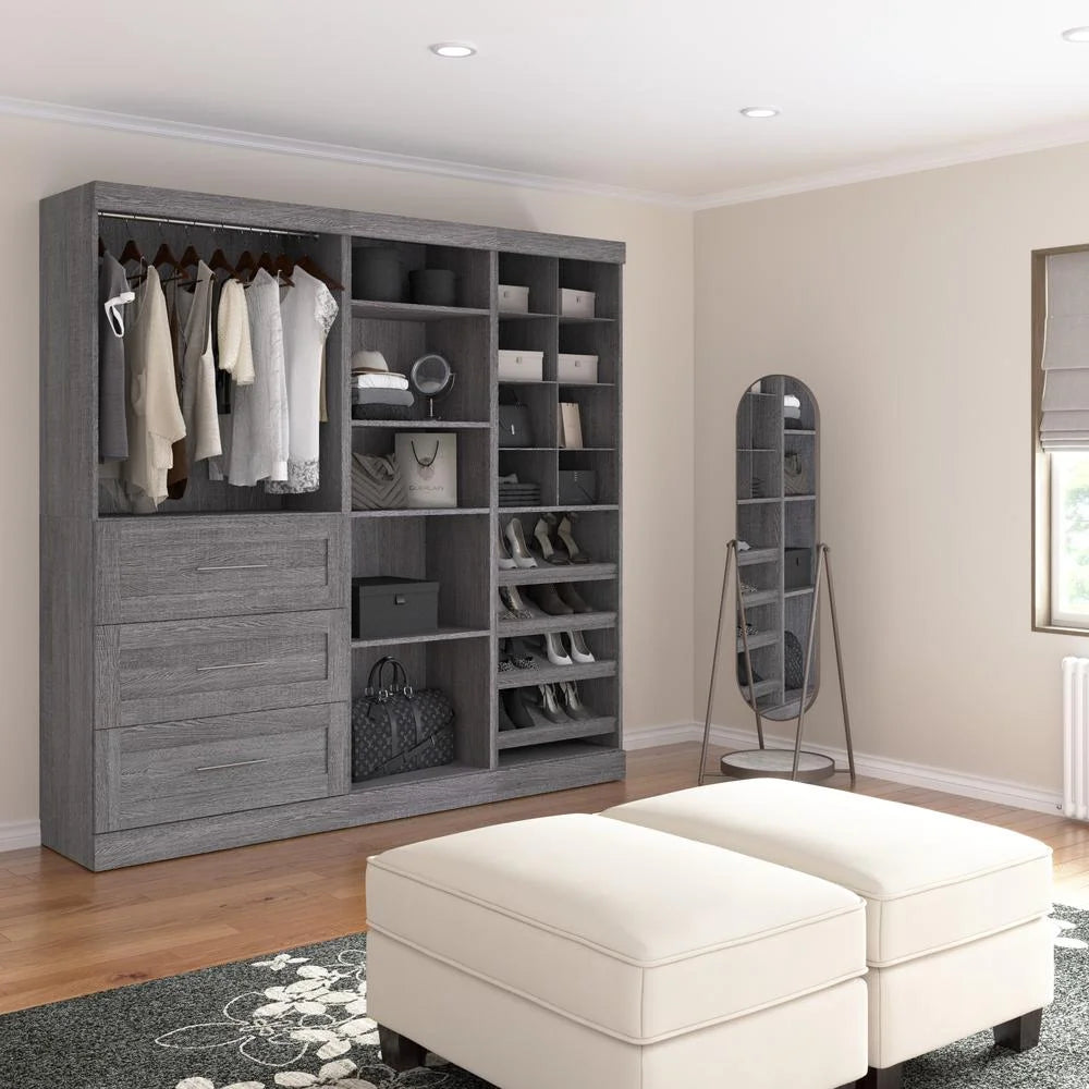 Bestar Pur 86W Closet Organizer System in White - Engineered Wood
