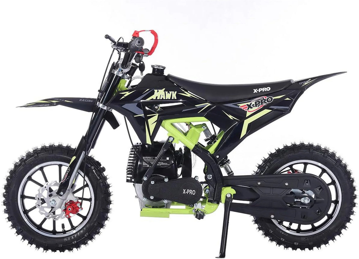 X-Pro Brand New Upgraded Hawk 40cc Gas Powered 4 Stroke Mini Pit Dirt Bike with Pull Start for kids 10" Wheels