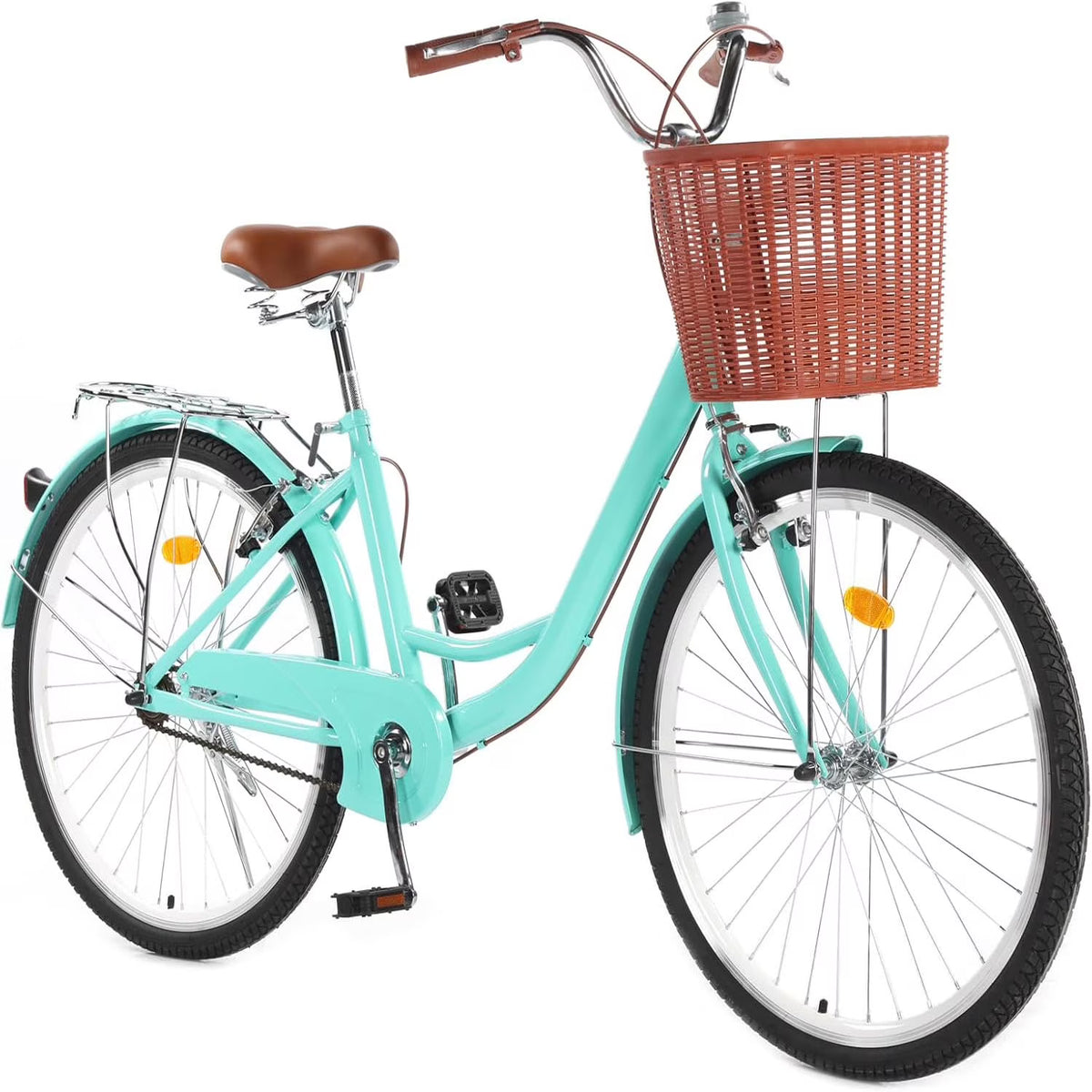 Studyset 24-26 Inch Cruiser Bike for Women with Adjustable Seat,24 & 26 Inch Women's Beach Cruiser Bike Beach Womens Bike with Basket 1 Speed, Step Through Bikes, Commuter Bicycle Women Adult
