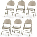 GVN 6 Pack Folding Chairs Portable Padded Office Kitchen Dining Chairs-Beige, Dining Room Chairs, Lounge Chair for Kitchen, Dining, Bedroom, Living
