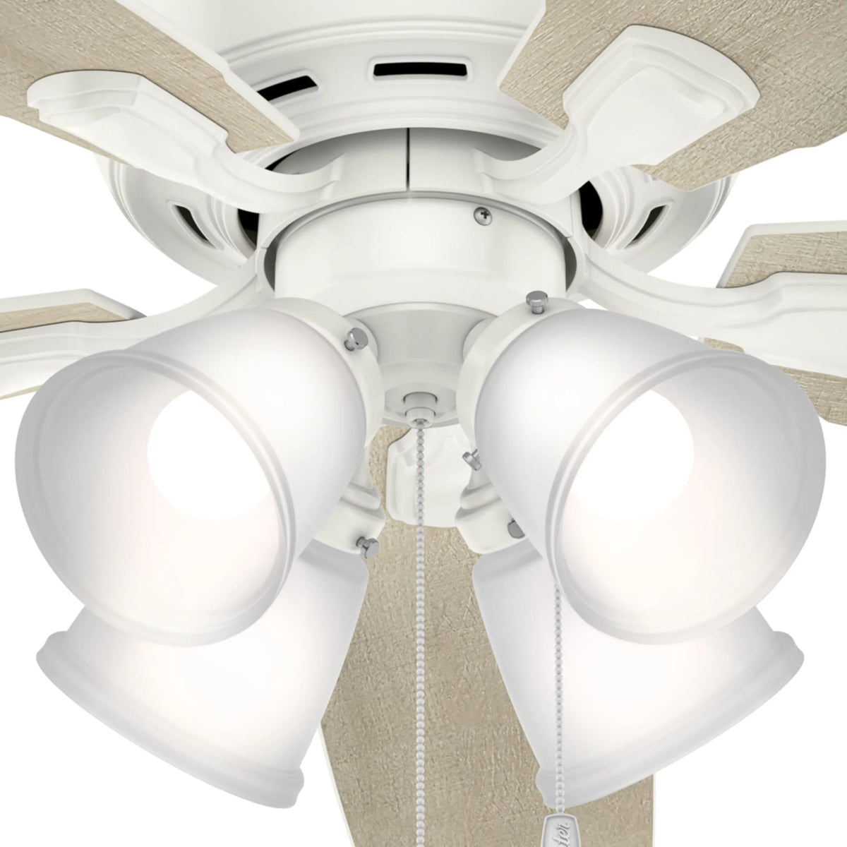Hunter - Amberlin Indoor Ceiling Fan With Light, 52-inch, Brushed Nickel, Casual-style, 3-speed WhisperWind Motor, 53216, for Living Rooms, Bedrooms
