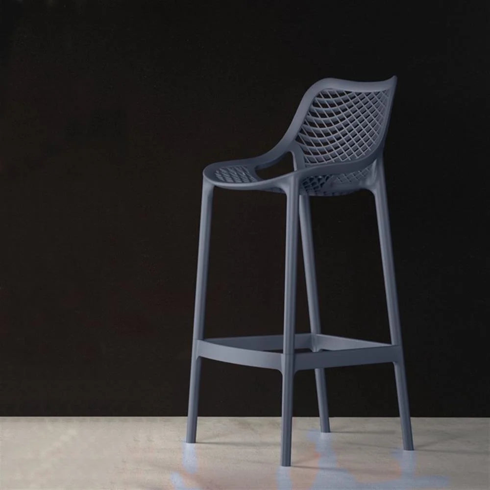 Home Square Polypropylene Patio Bar Stool in Taupe - Set of 2