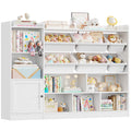 Hiphuta 55"In Kids Bookcase with Toy Storage Organizer, Wood Cube Bookcase Toy Chest of 8 Compartments & 6 Movable Bins, Bookshelf for Kids Bedroom, White