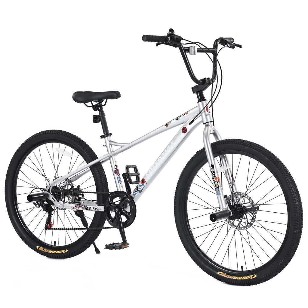 Aukfa 26" Freestyle BMX Bikes,Kids Mountain Bike for Boys Girls,Shimano 7 Speed,Double Disc Brakes,Blue