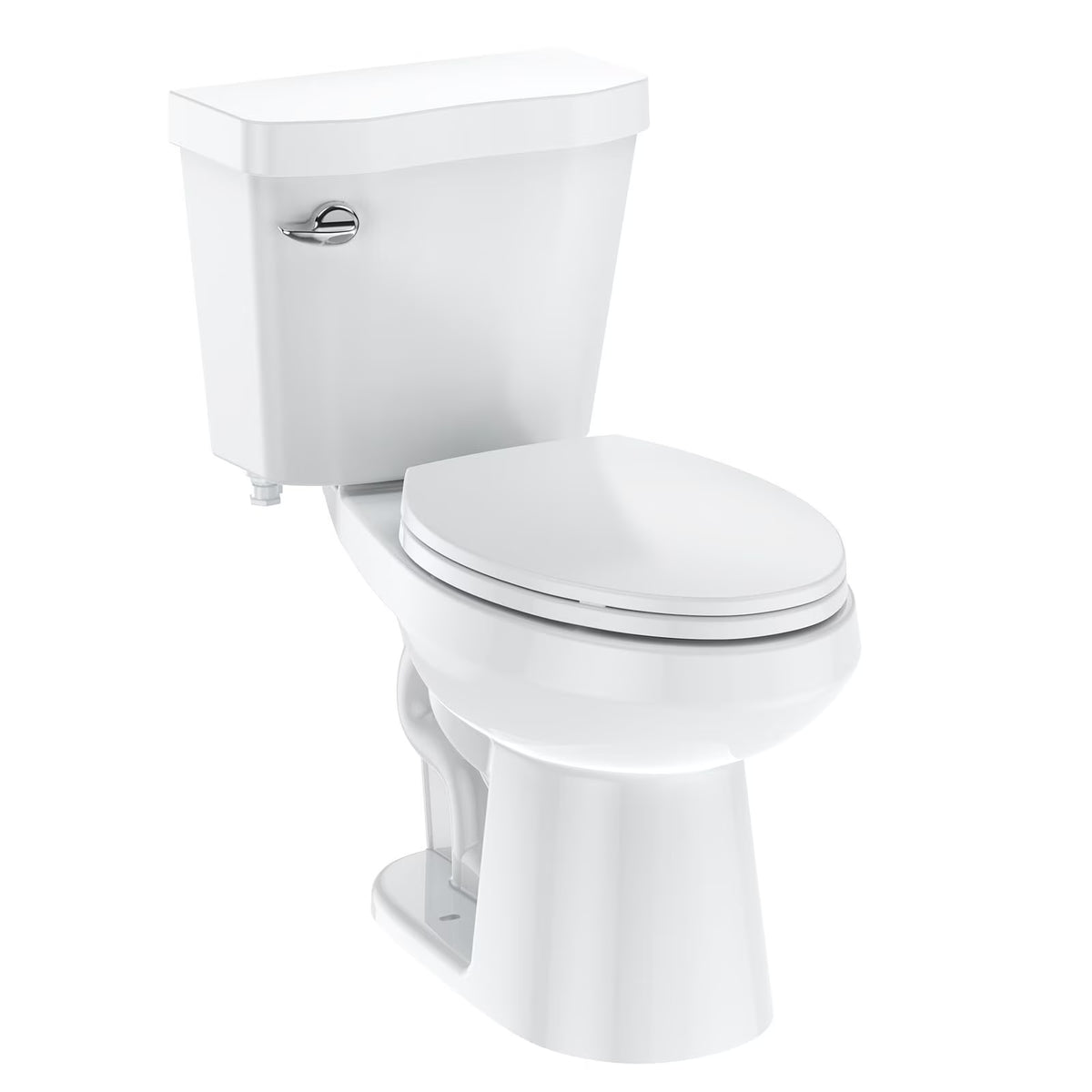 Two-Piece Elongated 1.28 GPF Siphonic Flush Toilet with Soft Close Seat, Universal Height ADA Cotton White (Toilet Seat Included)