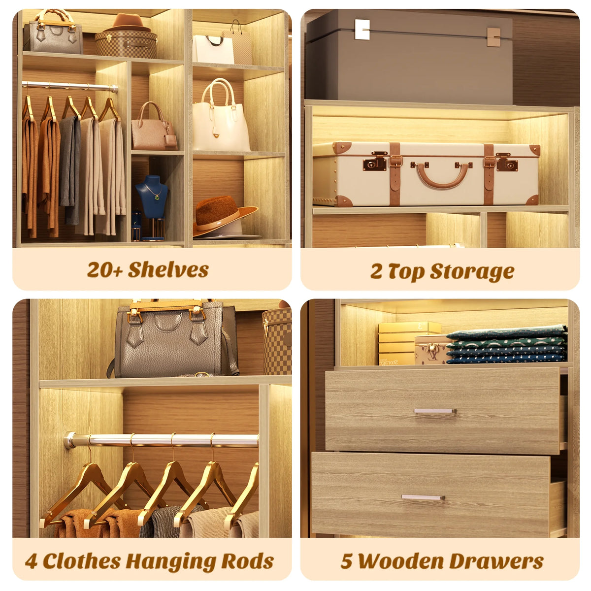 Homieasy Freestanding Closet System with 3 Sets, 87.2" Closet Organizer System with 5 Drawers & 4 Hanging Rods, Reversible L Shaped Walk-in Closets, Black