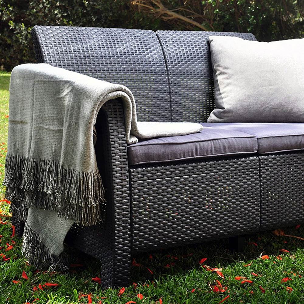 Keter Corfu All Weather Resin 4 Piece Patio Conversation Set, Graphite