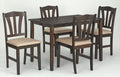 TMS Metropolitan 5-Piece Wood Farmhouse Upholsered Dining Set with Table and Chairs, Espresso