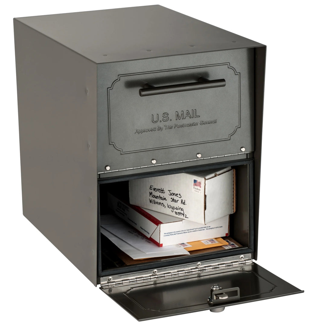 Architectural Mailboxes Oasis Classic Black Post Mount Mailbox, Galvanized Steel, Locking