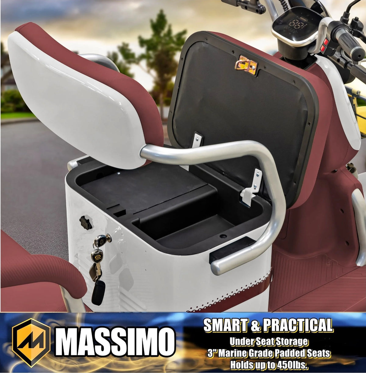 Massimo MGC E-Trike 3-Wheel Electric Cart �C 17 MPH, 2-Seater Adult Scooter �C Blue