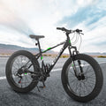 26-Inch Fat Tire Bike for Adults/Teens, Shimano 21-Speed Mountain Trail Bike with Dual Disc Brakes-Black