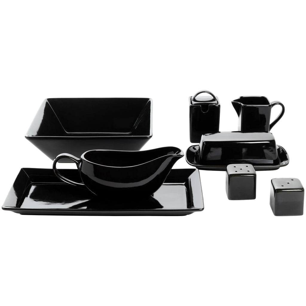 10 Strawberry Street Nova Square 40 Piece Stoneware Dinnerware Set, Gray