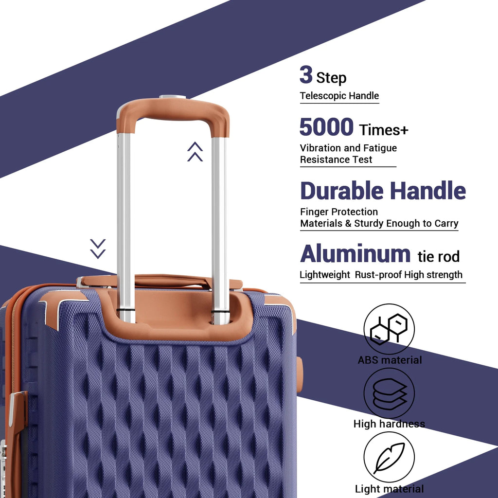 Melalenia - 7 Luggage Sets ABS Hardside Spinner Luggage -With Spinner Wheels and TSA Lock-White
