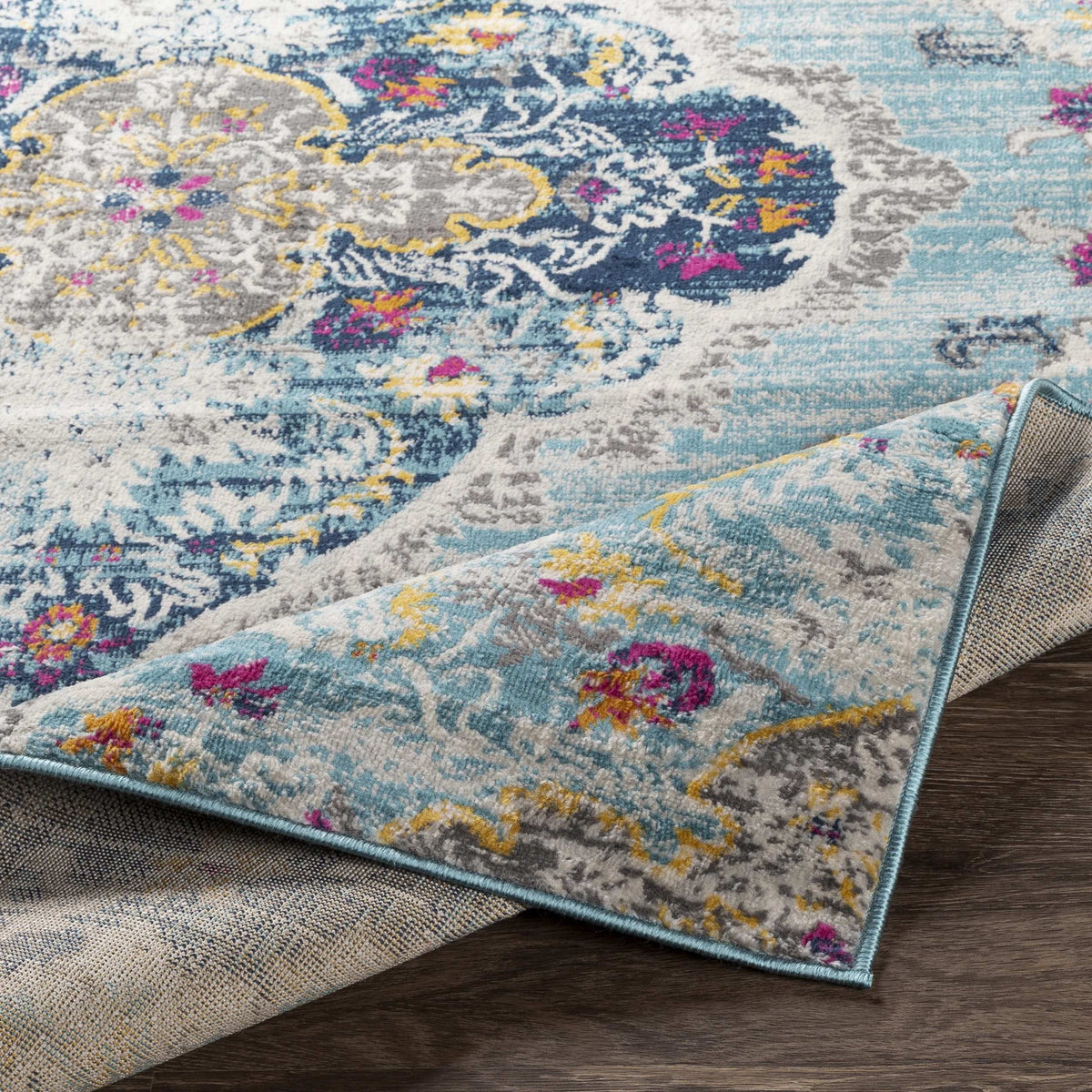 Mark&Day Area Rugs, 5ft Round Brongerga Traditional Blue Area Rug (5'3" Round)