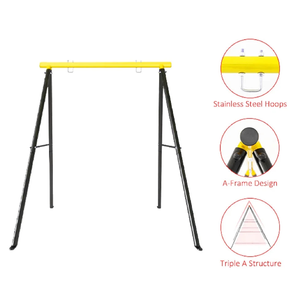 IVV Swing Stand for Porch, Outdoor Heavy Duty Swing Frame, Steel Metal Frame with 4 Ground Pegs, 73" Height Holds Up to 550lbs, Red (Swing NOT Included)