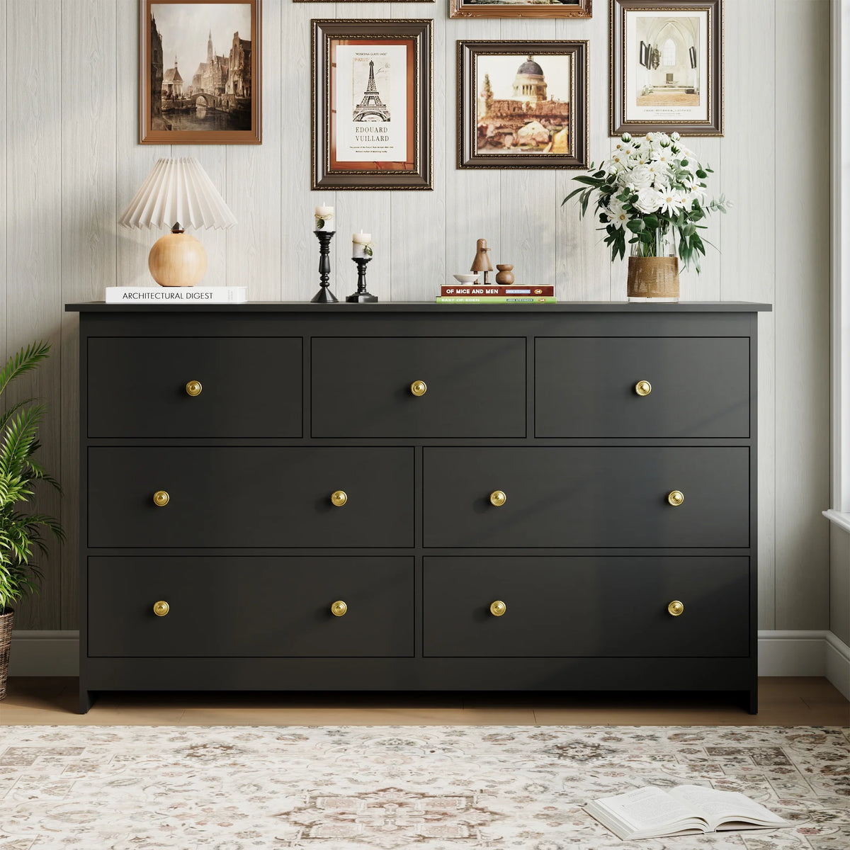 YouTrend 7 Drawer Dresser,White Dresser for Bedroom Drawer Organizer Storage Drawers,Wood Adult Storage Cabinet Living Room Hallway