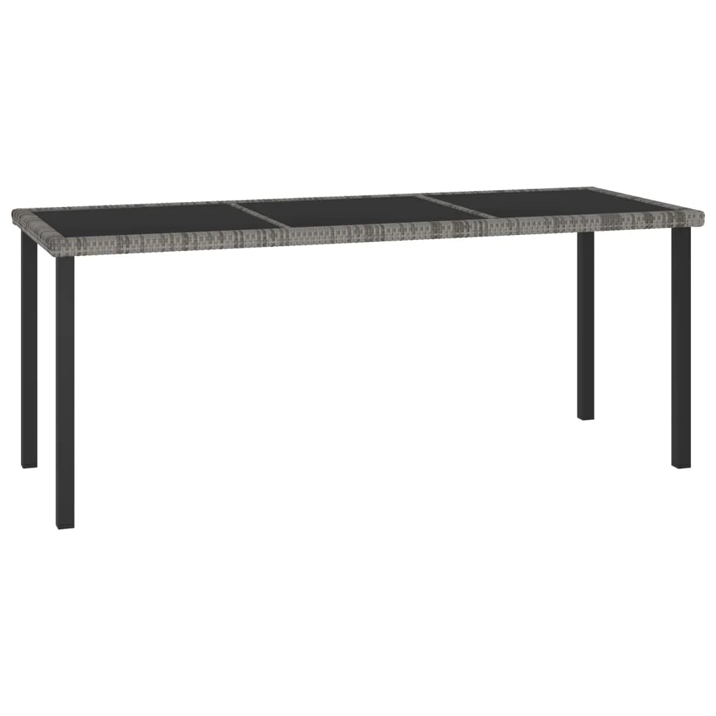 vidaXL Outdoor Dining Table Garden Porch Patio Table with Glass Top PE Rattan