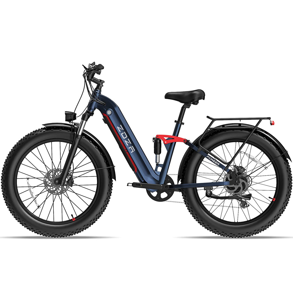 ZDZA Electric Bike for Adults, 26*4.0 Fat Tire 2000W Peak Motor 28MPH E-Mountain Bike, 48V 18Ah Off Road Ebike with Shelves, Dual Shock Absorbers UL2849