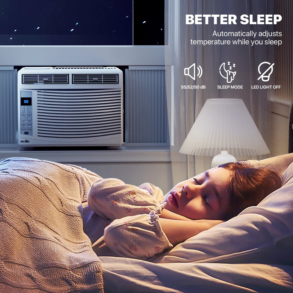 mollie 12,000 BTU 115V Window Air Conditioner, Cools Rooms up to 450 Sq.Ft., Window AC Unit with Remote Control, 24H-Timer and 3 Fan Speeds, White
