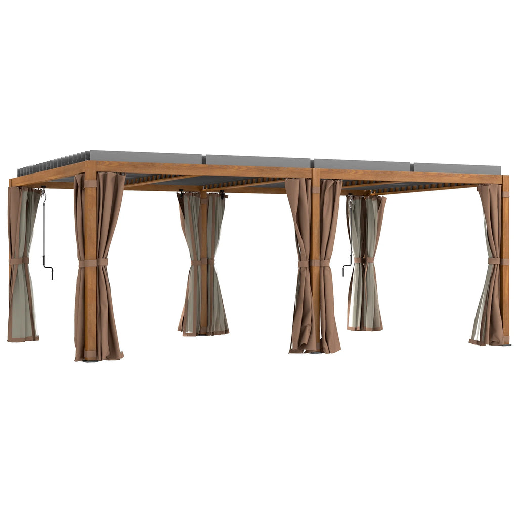 Outsunny 10'x13' Aluminum Pergola with Adjustable Louvered Roof, Gray