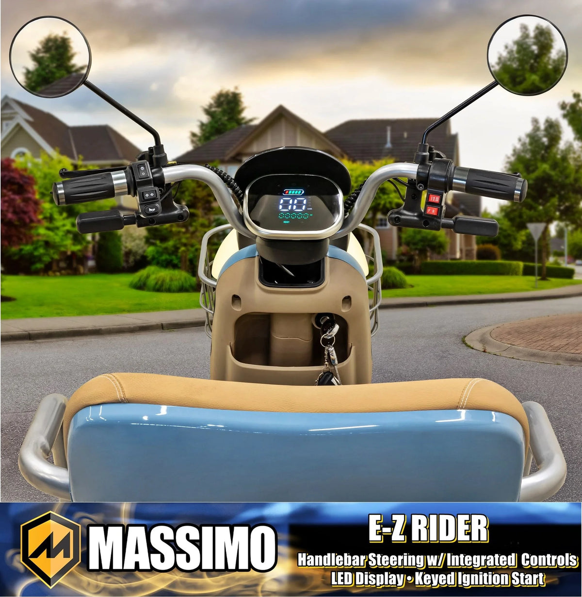 Massimo MGC E-Trike 3-Wheel Electric Cart �C 17 MPH, 2-Seater Adult Scooter �C Blue