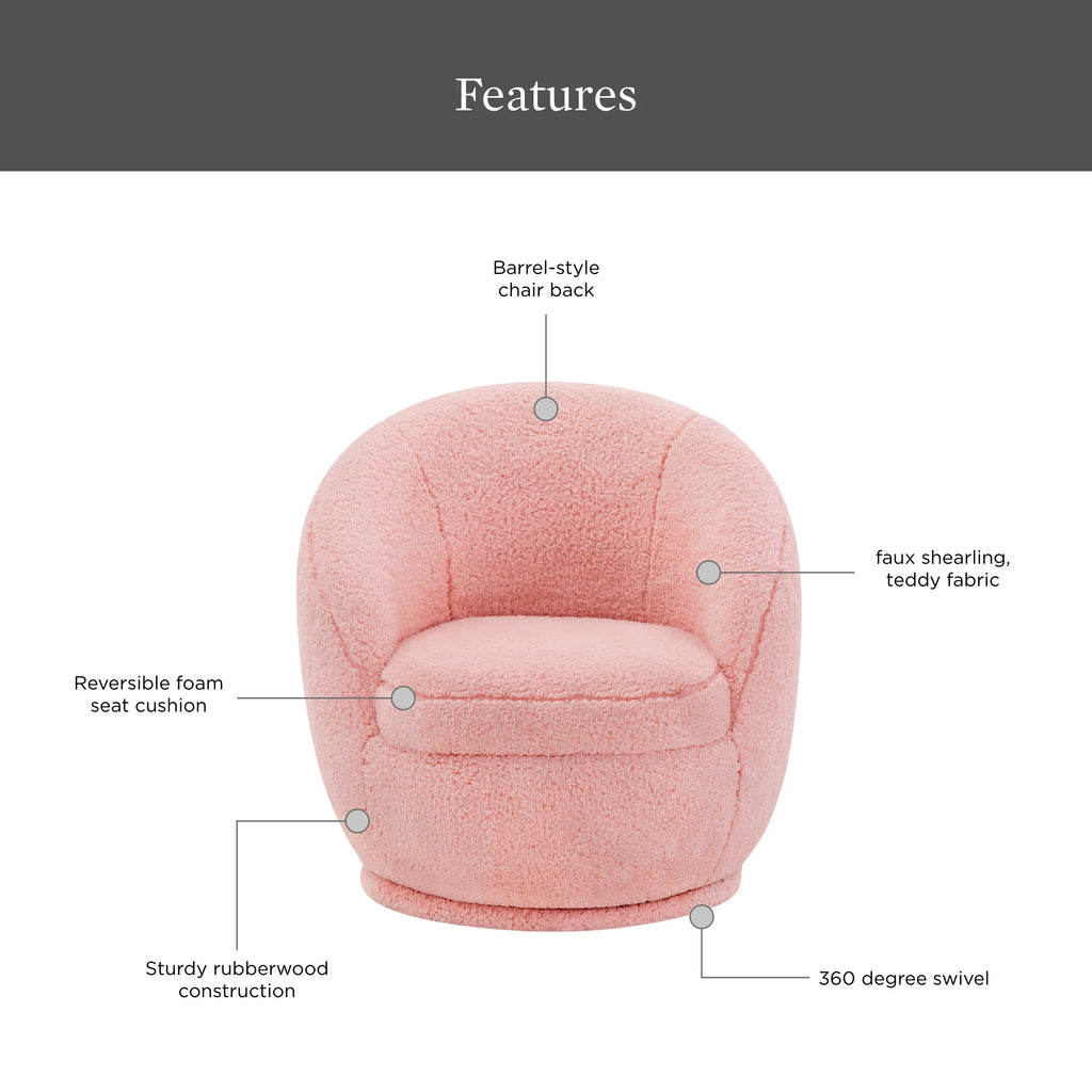 Better Homes & Gardens Mira Kids Swivel Chair, Cream Faux Shearling