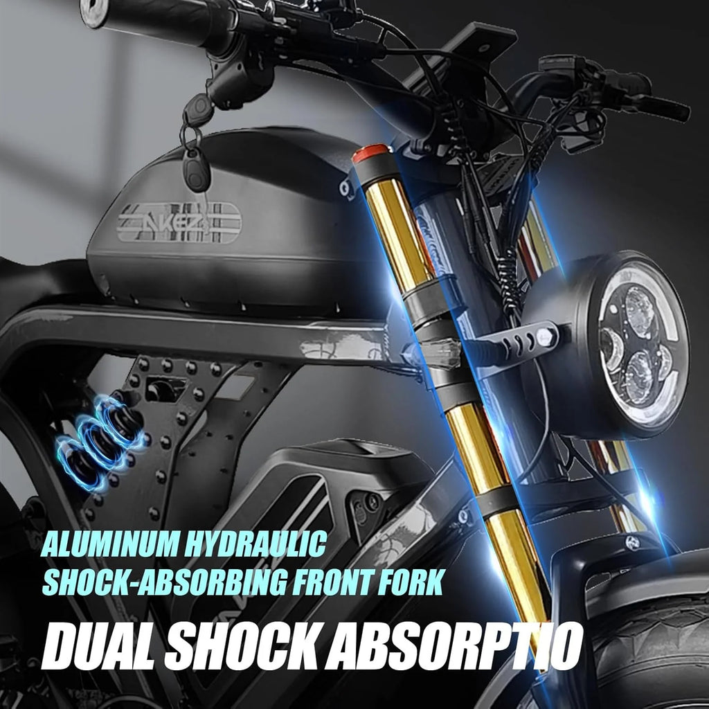 Peak 3000W AKEZ Kingkong 1500W Electric Bike,31MPH Electric Dirt Bike for Adults,48V41A Dual Removable Battery Mountain Ebike,20'' Fat Tire Ebike,7Speed,Hydraulic Brake
