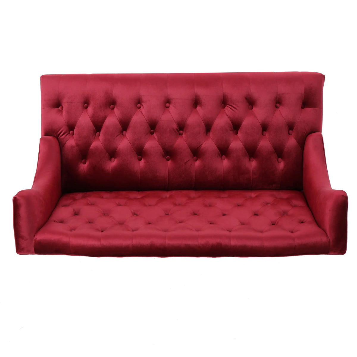 GDF Studio Leona Modern Glam Tufted Velvet Wingback Loveseat, Wine and Dark Brown