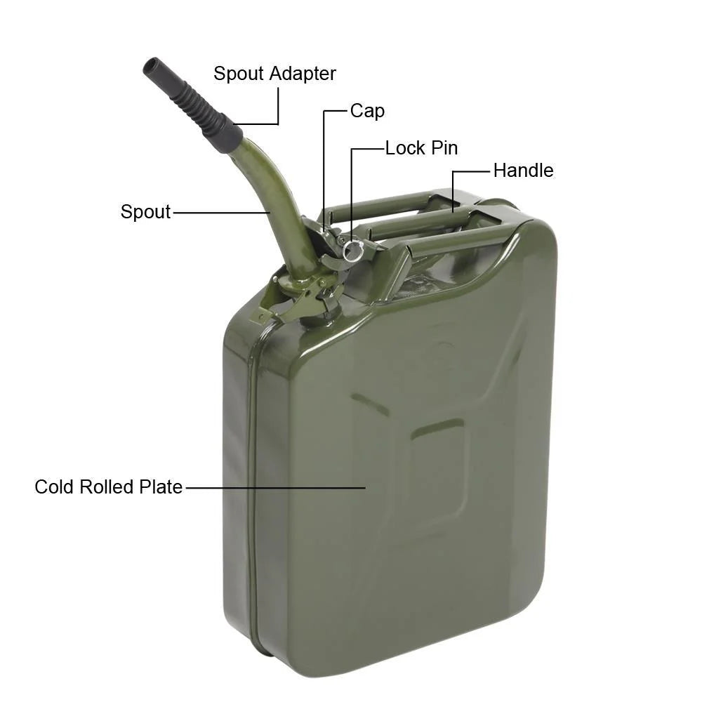 YUONAO 3-Pack 5 Gal (20L) Steel Gas Fuel Can �C Army Green Military-Grade Gasoline Container for Emergency, Outdoor, Off-Road, Camping