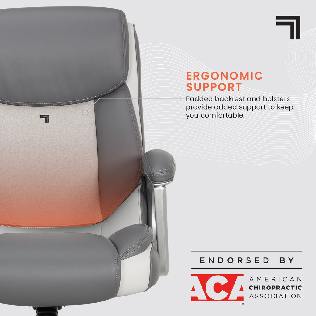 Sharper Image S-120 Massage and Heat Office Chair, Gray/White
