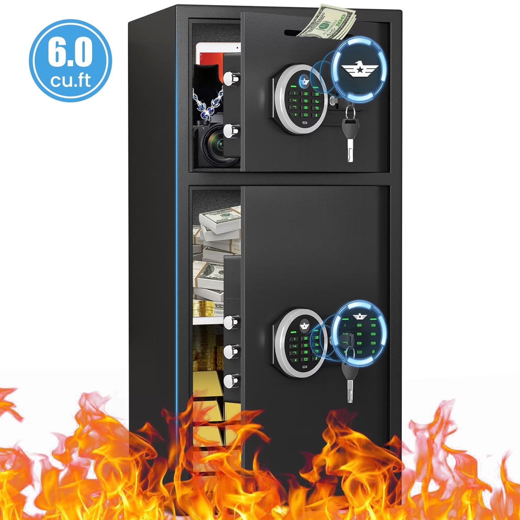 karbeen 7.0 Cu ft Large Safe Box Fireproof Waterproof, Digital KeypadHome Safe with Deposit Slot & Dual Alarm System, Money Safe With Mute Function and LED Light, Security Box for Money Valuables