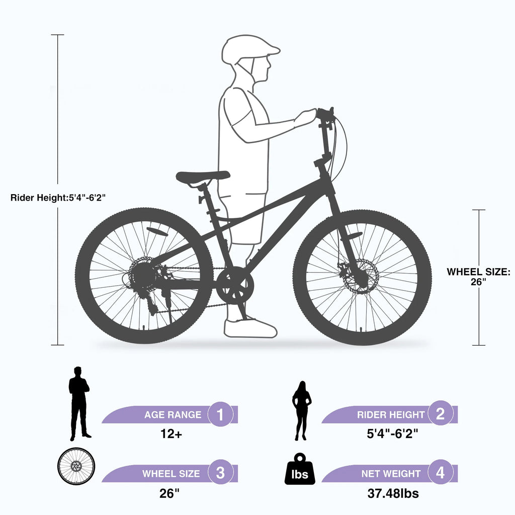 Aukfa 26" Freestyle BMX Bikes,Kids Mountain Bike for Boys Girls,Shimano 7 Speed,Double Disc Brakes,Blue