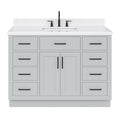 ARIEL Hepburn 48 Inch Rectangle Sink Bathroom Vanity With Carrara White Quartz Countertop 1.5 Edge In Grey