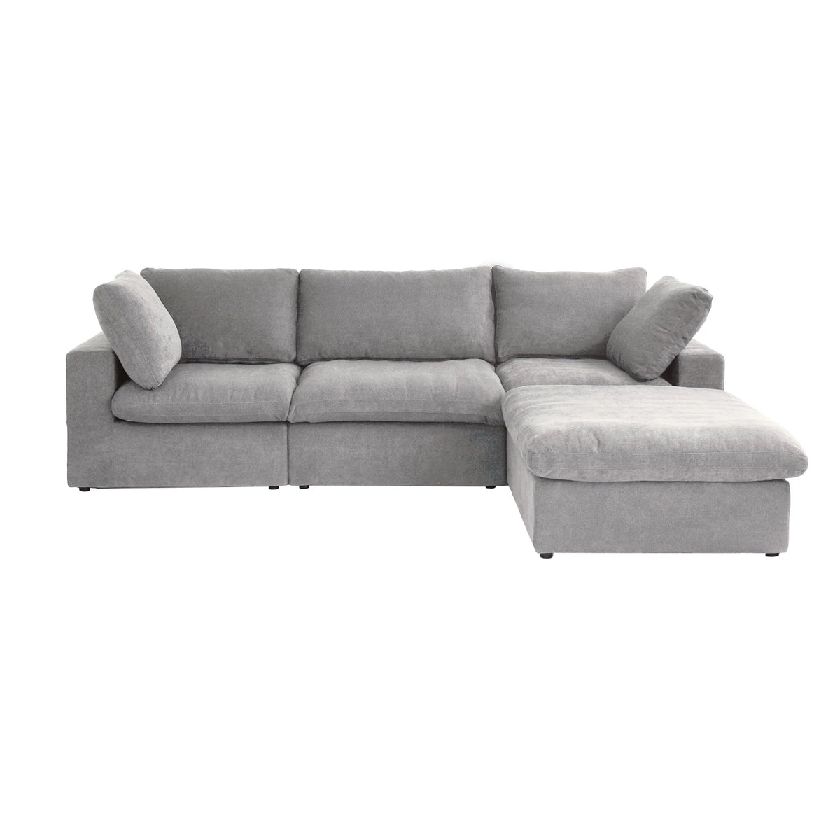 Magic Home Convertible Modular Sectional Sofa Couch,Modern Linen Fabric Sofa Free Combination Couch,L-Shaped Sofa 3-Seat Sofa with Ottoman for Living Room,Apartment and Small Space,Light Gray