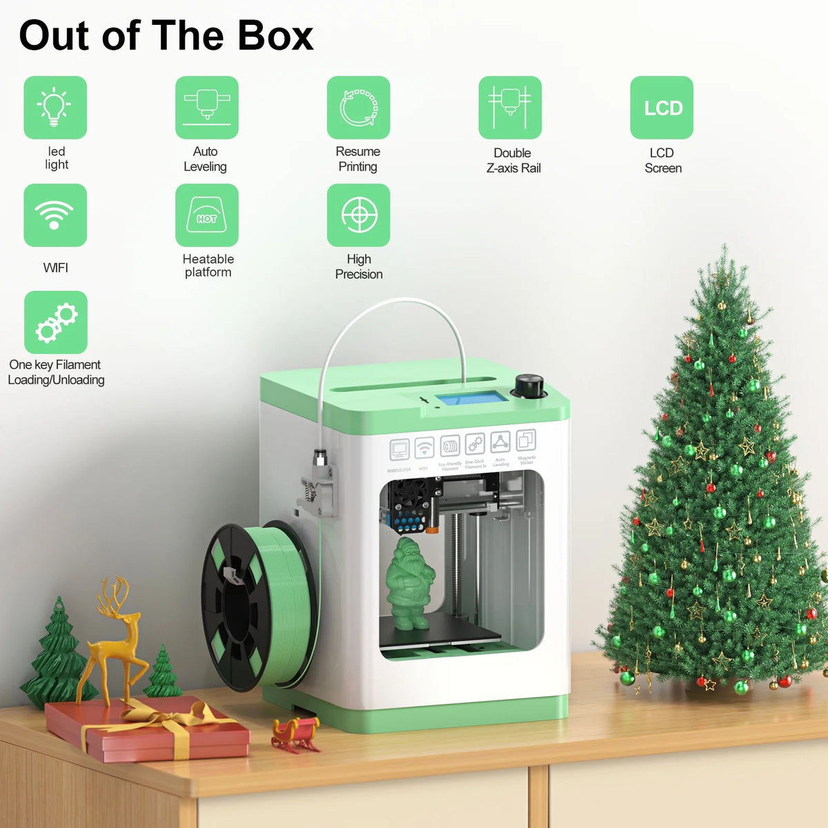 Tina2S 3D Printers with Wifi Control, Fully Assembled and Auto Leveling, Heated Plateform and LED Light, Priting Area 3.9x4.2x3.9 inches