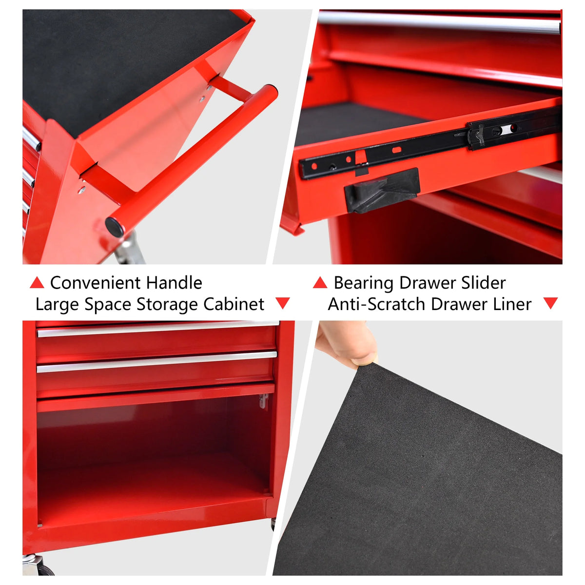 Seizeen Rolling Tool Chest on Wheels, Metal Tool Cart Toolbox Storage Cabinet Organizer W/ 7 Drawers, Red